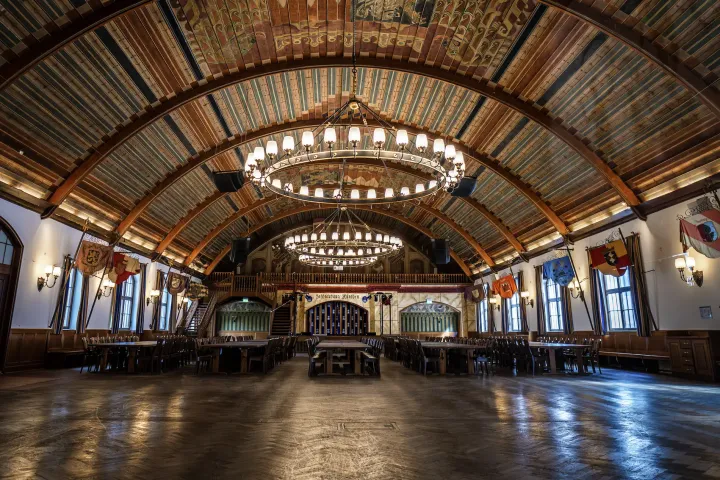 a large long train on a train station