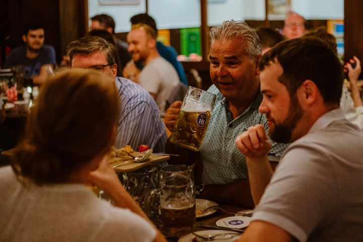 a man standing in front of a crowd